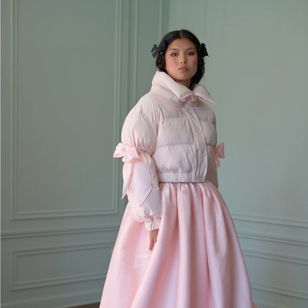 NWT Selkie Marshmallow Pink Bow Puffer Jacket XXS